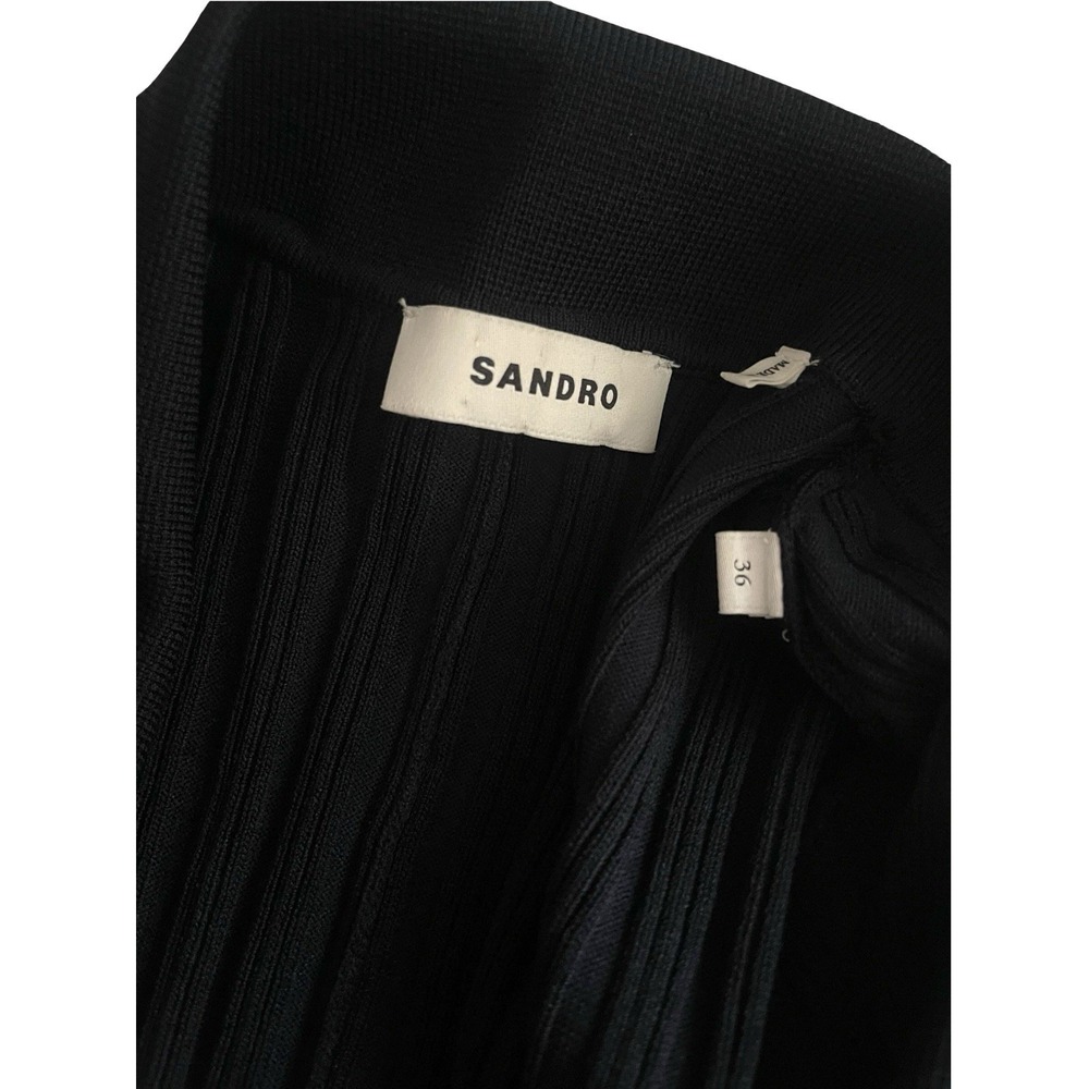 Sandro Alexandrine Long Sleeve Ribbed Mini Sweater Dress Sz 4 Old Money Preppy - Picture 13 of 16